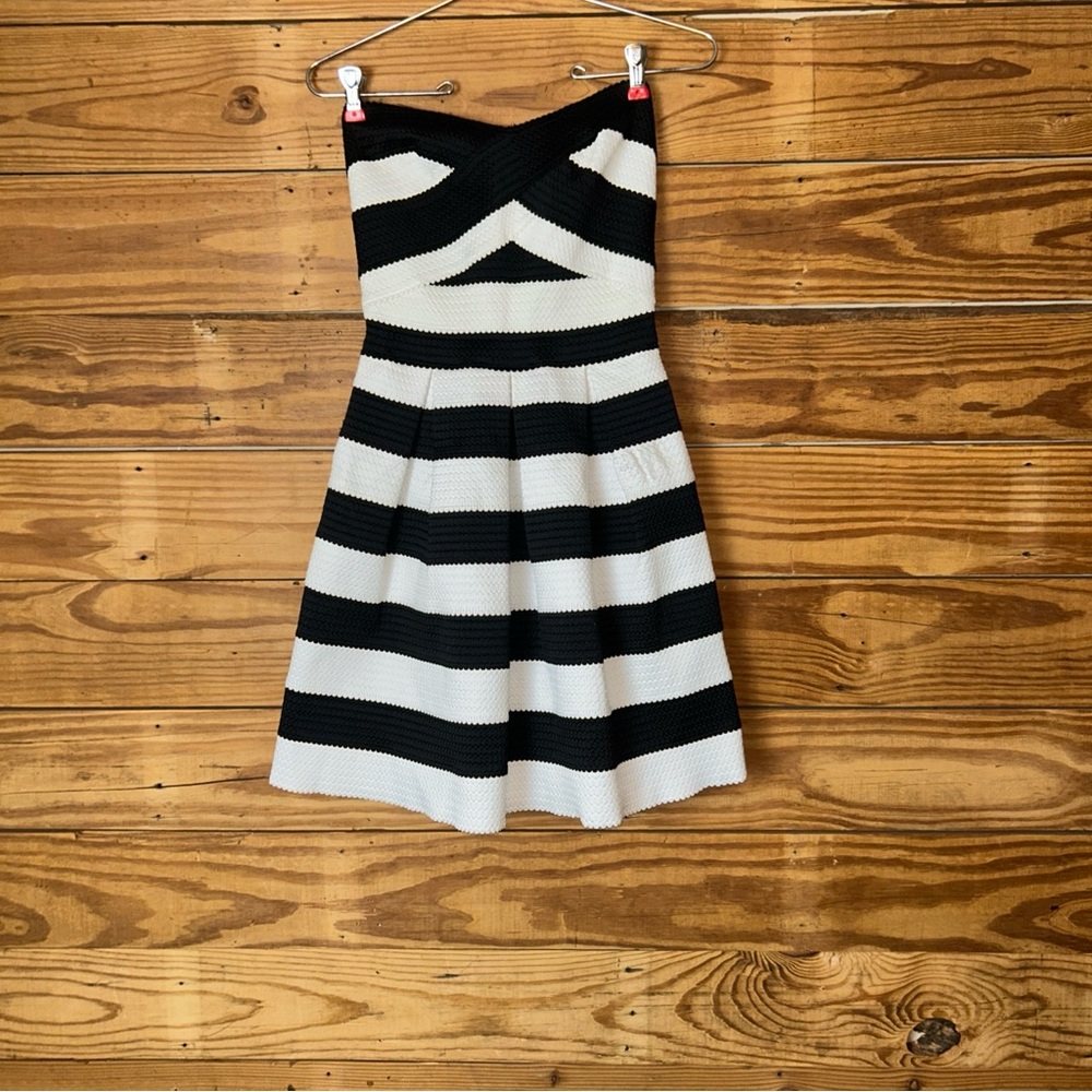 Express Strapless Black and White Dress